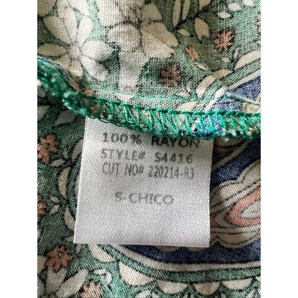 Blush BJ Blue Green White Paisley Floral Smocked Waist Midi Skirt Small - Picture 4 of 11